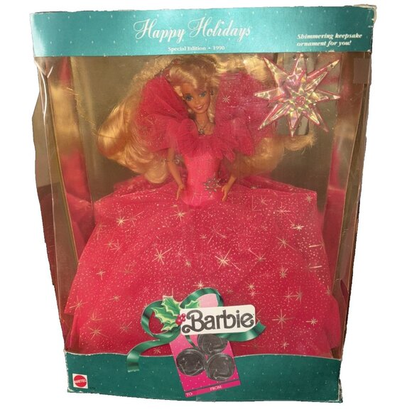 NEW In Box! 1990 Happy Holidays Barbie Doll Special Edition Mattel-READ! - Picture 1 of 7